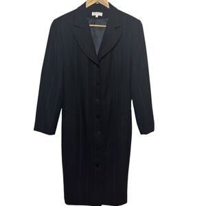 Vtg Brooks Brothers Women;s 14 100% Wool Black Pinstriped Made In USA Coat
